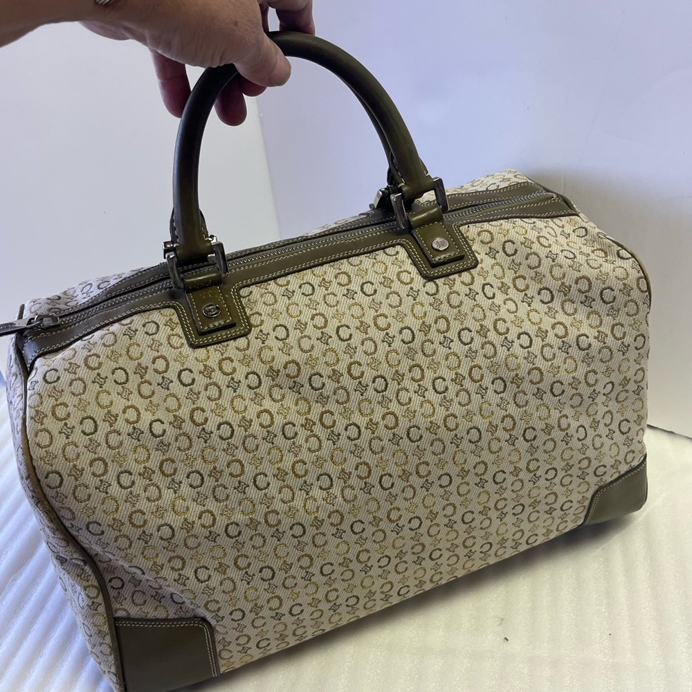 CELINE Mini Boston Macadam Beige Khaki Green Silver Hardware Vtg Celine handbags - Picture 3 of 14